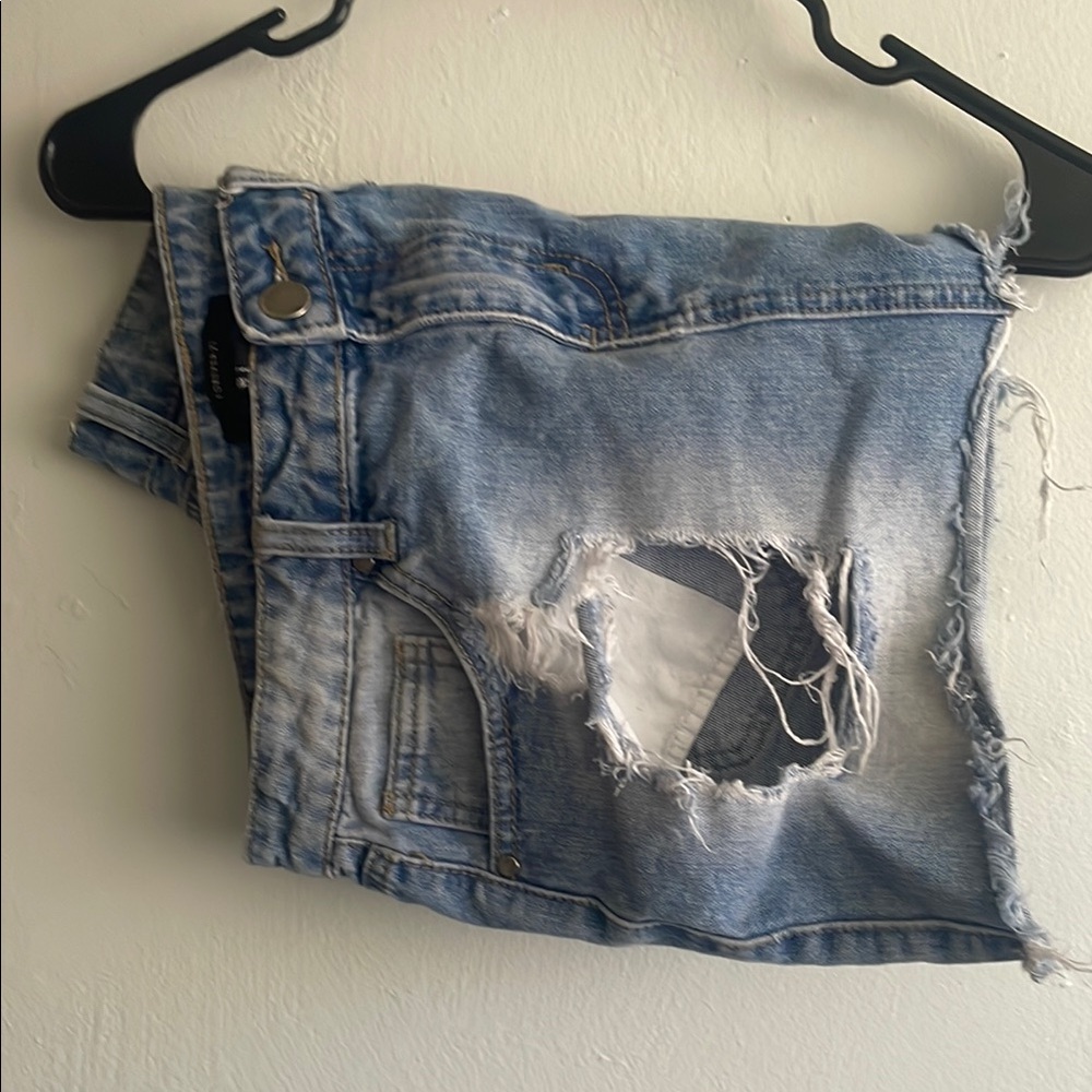 Distressed Denim Skirt